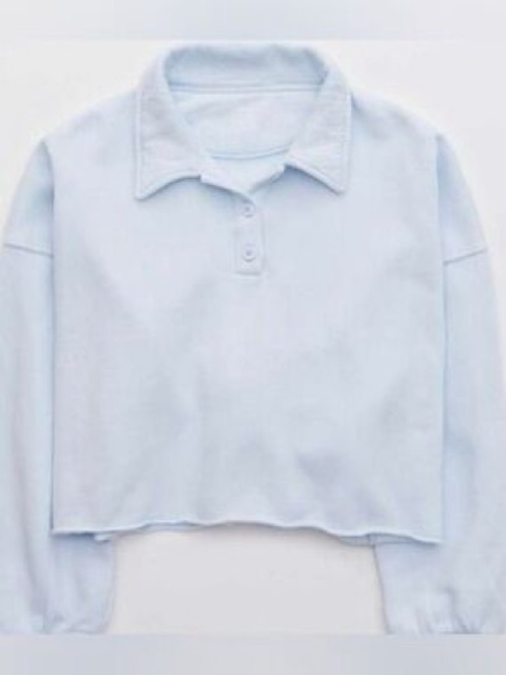 aerie Pale Blue Cropped Polo Sweatshirt